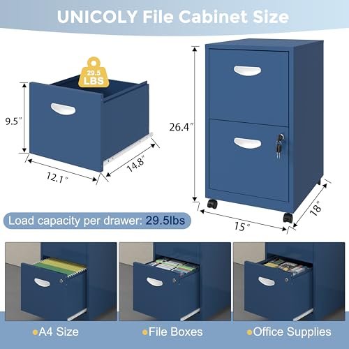 UNICOLY 2 Drawer File Cabinet with Lock